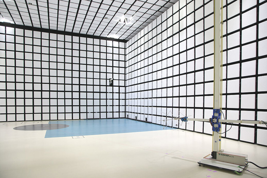 Interior view of the anechoic chamber